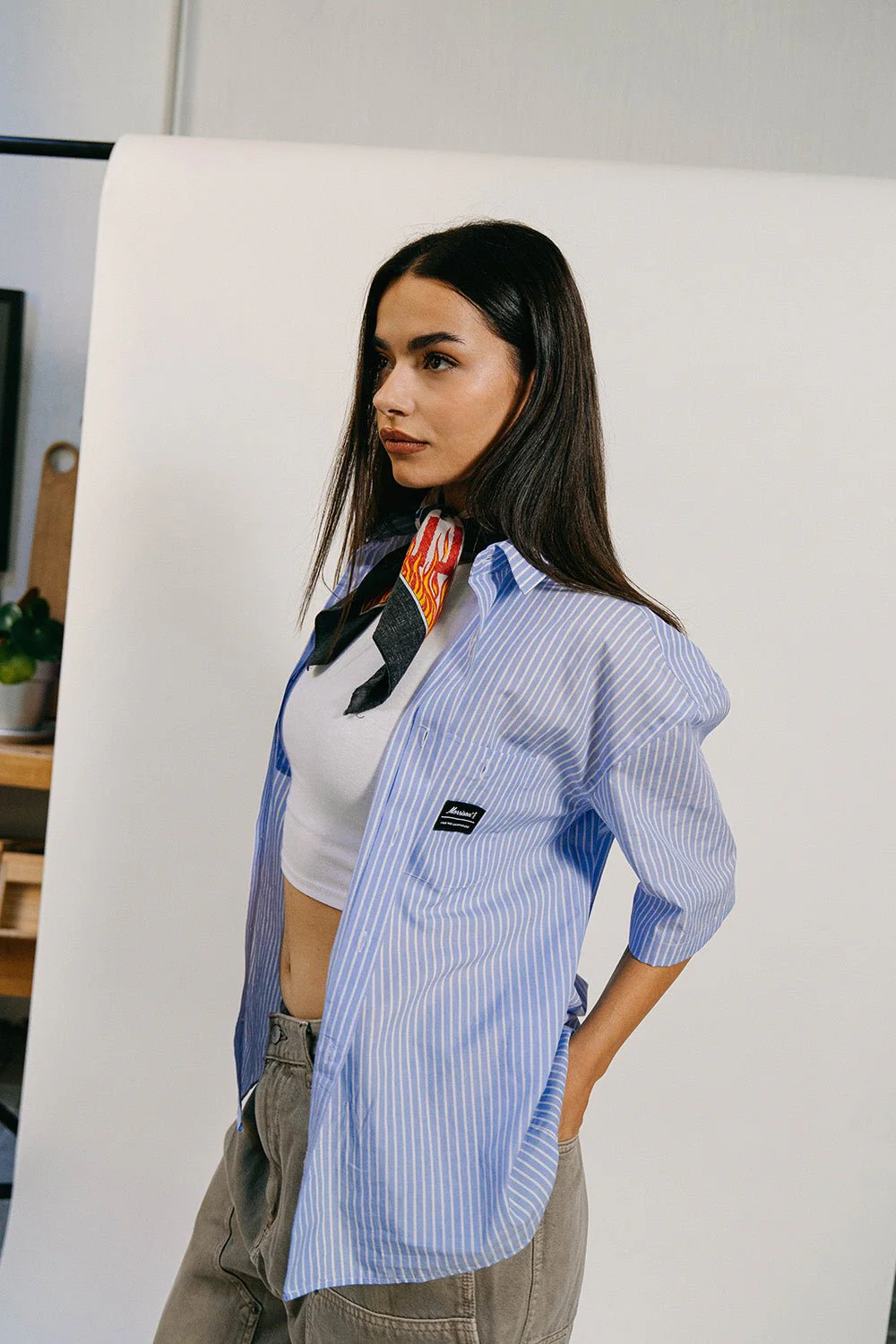 Blue and White Worker Shirt - Image 4