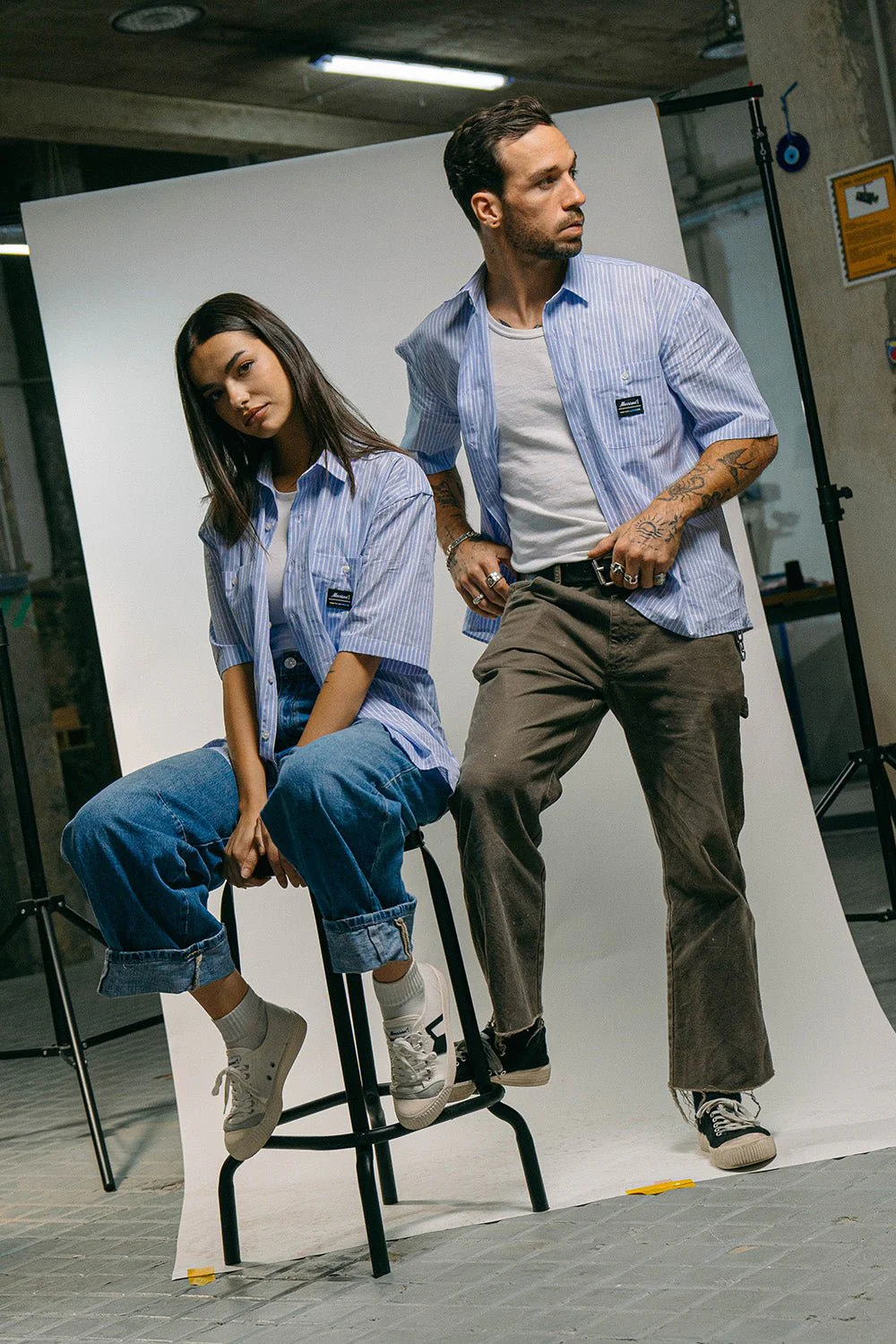 Blue and White Worker Shirt - Image 6
