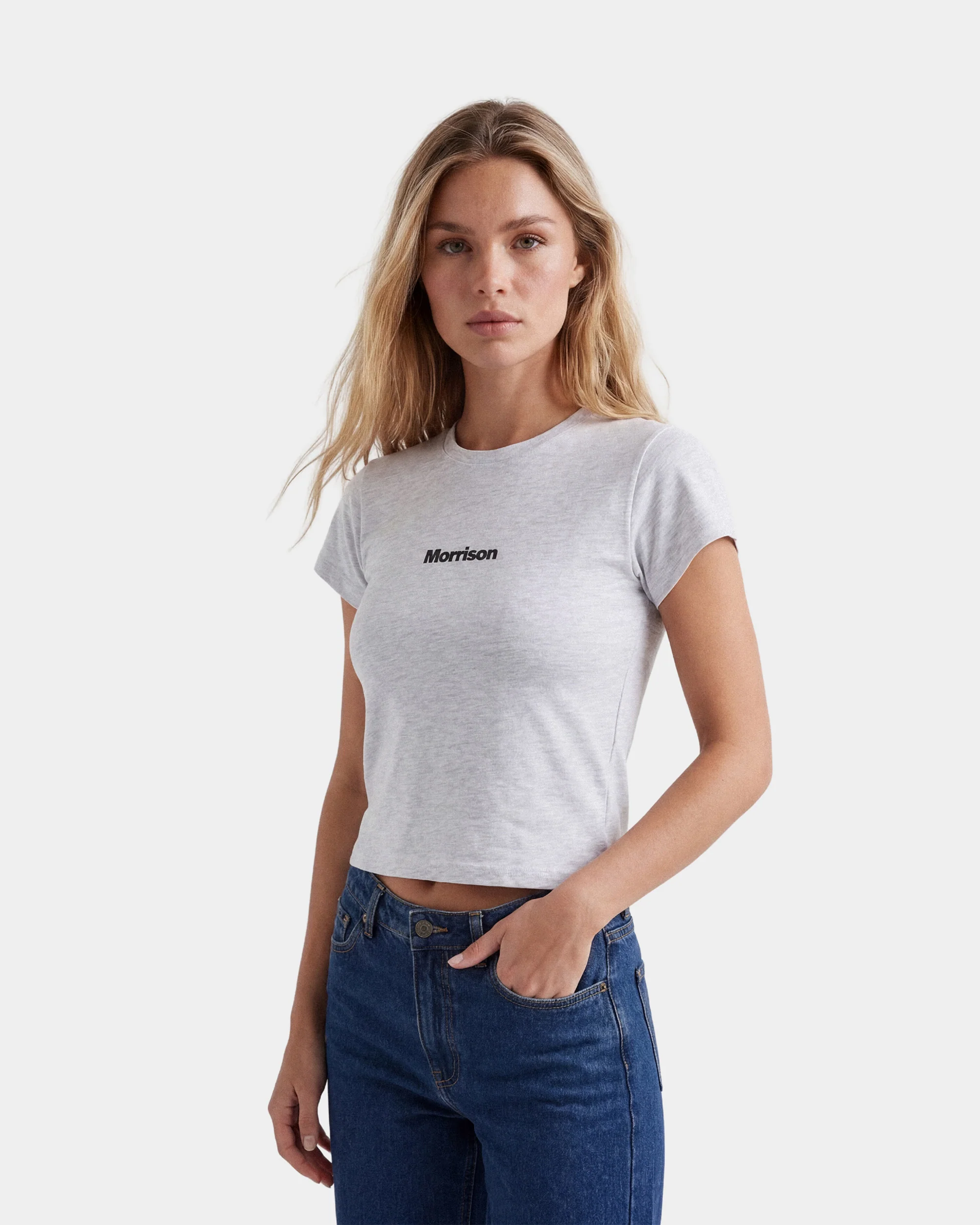 PEACH GREY SLIM CROP TEE - Image 5