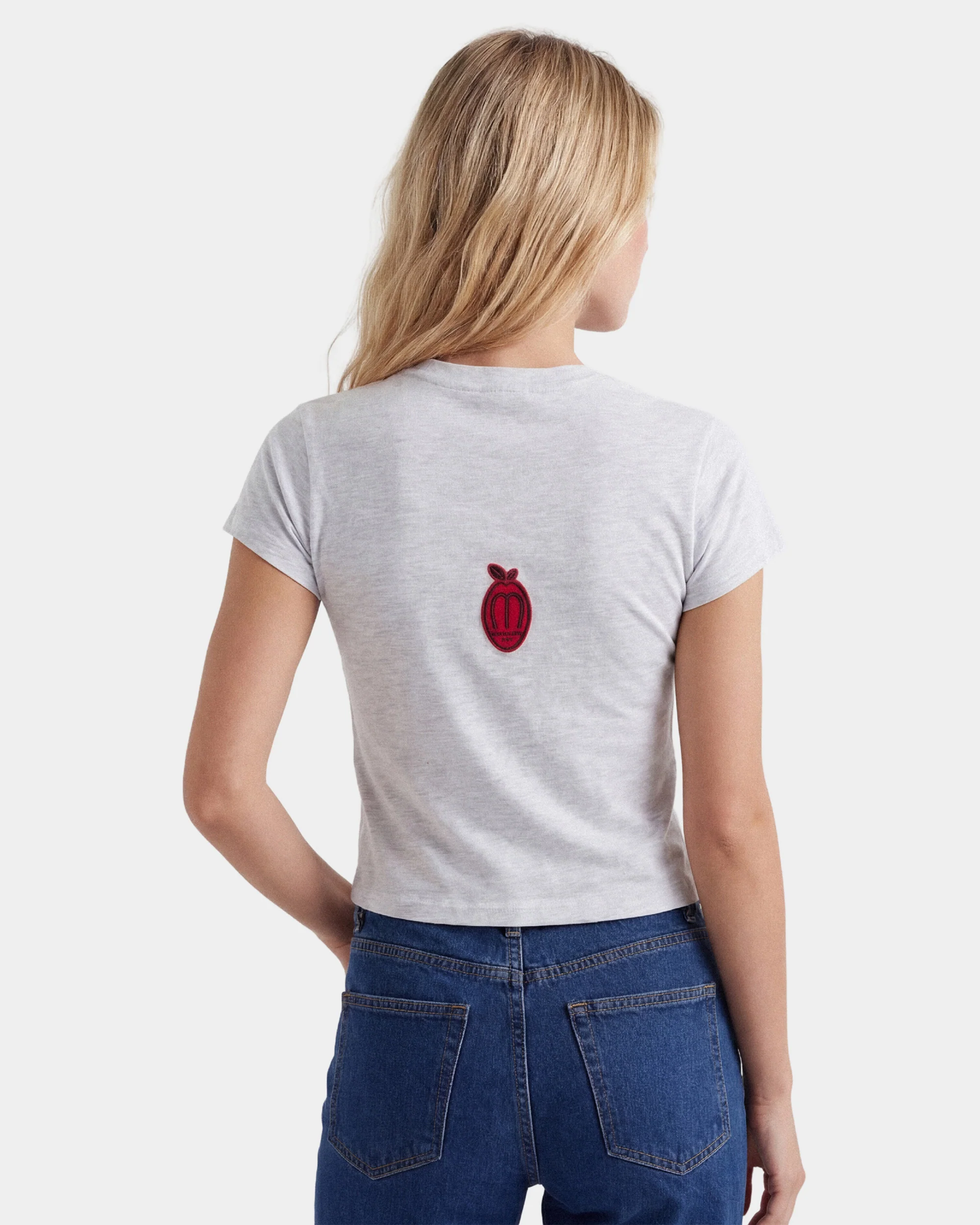 PEACH GREY SLIM CROP TEE - Image 7